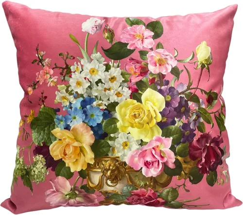 Vista 43 de Funda de cojín floral ligera de lujo, 18 x 18 pulgadas, pintura al óleo retro victoriana de doble cara, fondo negro, flor vibrante, funda de cojín