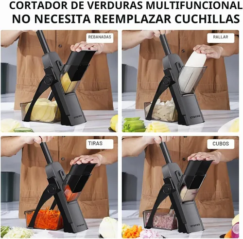 Vista 3 de Cortadora de mandolina segura ajustable 5 en 1 para cocina con cuchillo de Black Knight