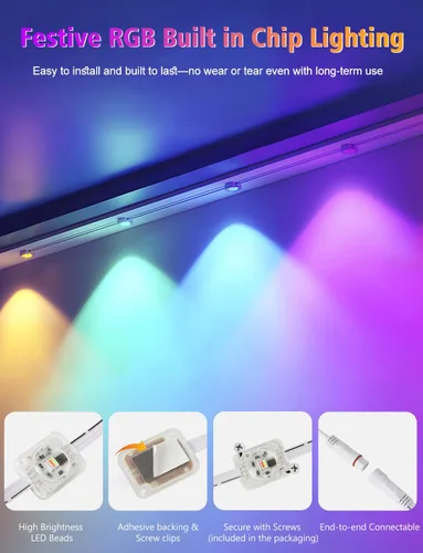 Vista 7 de BSGlobal 100 pies de luces exteriores permanentes, 60 luces LED RGB e IC inteligentes para aleros con control por aplicación/remoto, 209 modos