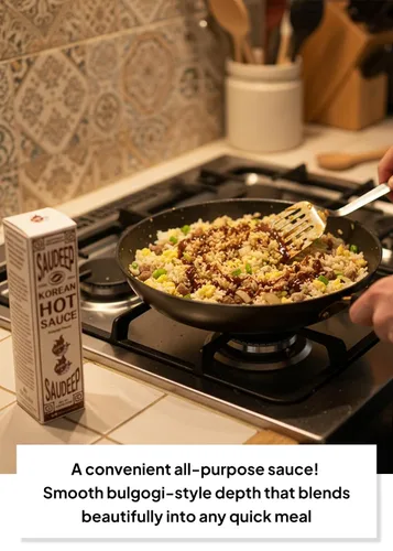 Vista 5 de Salsa Saudeep Bulgogi de comida coreana, dulce y salada, calor suave, 4.23 onzas KSauce Salsa de estilo coreano con sabor umami dulce y salado