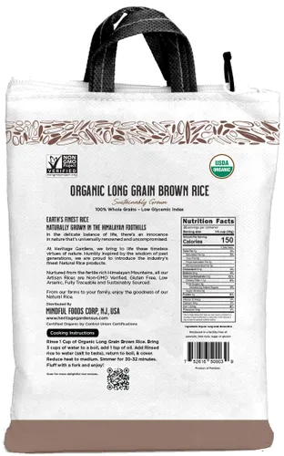 Vista 2 de Earth's Promise - Arroz integral orgánico de grano largo de 80 onzas (paquete de 4) - Orgánico, sin OMG, bajo índice glucémico, sin gluten, sin