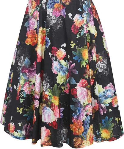 Vista 7 de oxiuly OX233 - Vestido informal, cruzado, con cuello en V, estampado floral, acampanado, por debajo de la rodilla y de verano para mujer