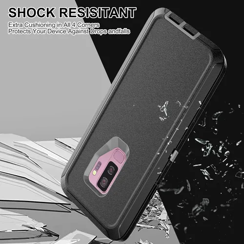 Vista 5 de Funda para Galaxy S9 Plus con protector de pantalla de TPU autorreparable [2 unidades], protección resistente 3 en 1 para Samsung S9 Plus Negro/Gris