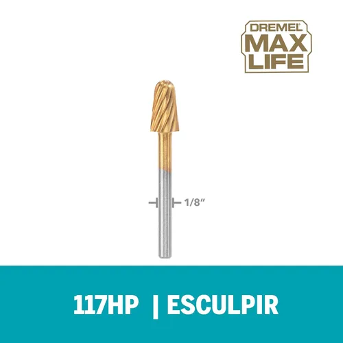 Vista 5 de Dremel 117HP Max Life 1/4" (6.4mm) Broca de tallado rotativa de alto rendimiento, paquete de 2