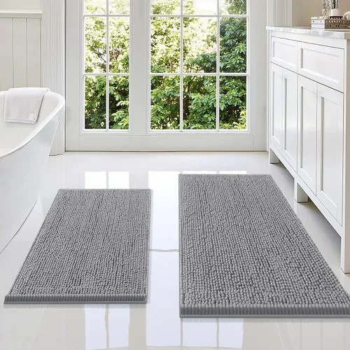 Vista 113 de Juego de alfombras de baño Smiry de 2 piezas, suave alfombra absorbente de chenilla y juego de alfombra en forma de U para inodoro, alfombra de baño