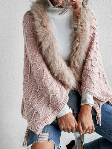 Vista 3 de MakeMeChic Cárdigan de punto texturizado con flecos y dobladillo frontal abierto para mujer