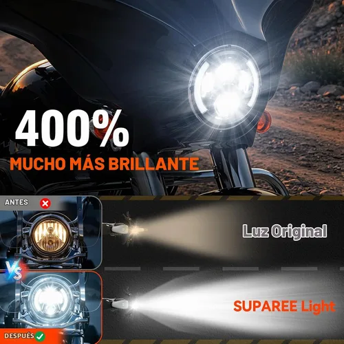 Vista 3 de Faros Delanteros LED de 7 Pulgadas con Aprobación DOT para Proyector Daymaker 2880lm Chip CREE & Philips para Harley Davidson, Faro-2