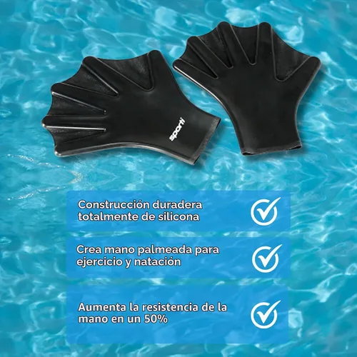 Vista 5 de Sporti Silicone Webbed Aquatic Gloves, Training Gear for Water Aerobics Silicona - Negro