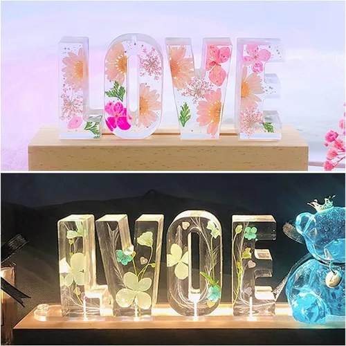Vista 9 de Molde de resina, moldes de silicona 3D de letra grande LOVE para fundición de resina epoxi, moldes del alfabeto de silicona para resina para arte