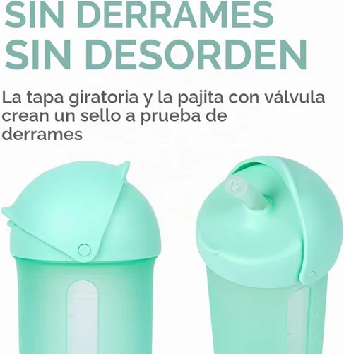 Vista 3 de Boon Swig - Taza de silicona para niños pequeños, 9 onzas. Menta