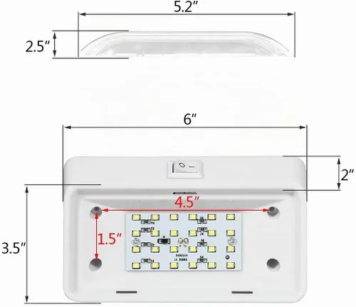 Vista 7 de Partsam Luz LED rectangular para porche RV con interruptor de encendido/apagado, lámpara exterior de casa rodante, repuesto para casas rodantes