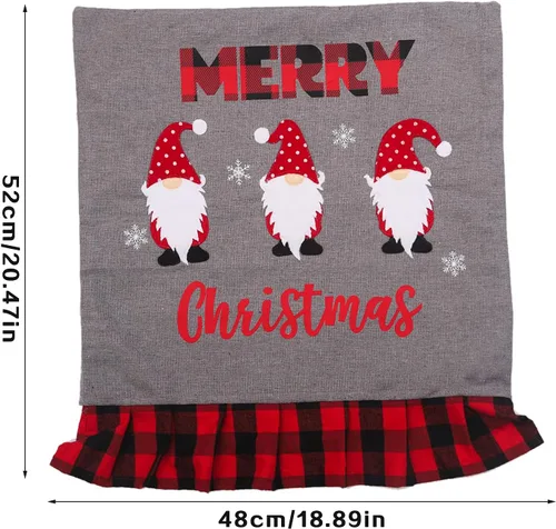 Vista 2 de Juego de 6 fundas para silla de respaldo de Navidad, fundas de silla de muñeca sin rostro para Navidad, fundas de lino para sillas de comedor