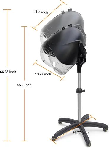 Vista 9 de Elitzia Secador de pelo con capucha de 1000 W con temporizador y control de Negro
