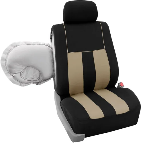 Vista 7 de FH Group Juego completo de fundas de asiento de coche de tres filas a rayas, compatible con bolsas de aire y listas para dividir, ajuste universal