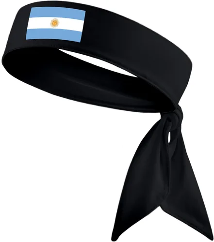 Vista 5 de Banda para la cabeza de los deportes con la bandera de Argentina #10 Fútbol Fútbol Blanco Negro Azul Fitness 10 - Banda elástica para el sudor Ninja