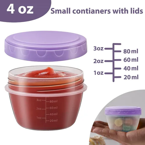 Vista 2 de Recipiente de aderezo para ensalada para llevar con tapas, apto para lavavajillas y microondas, pequeños recipientes de condimentos con líneas