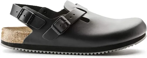 Vista 5 de Birkenstock Zuecos de cuero Tokio Super Grip para mujer Negro