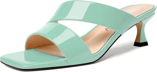 Vista 14 de SKYSTERRY Sandalias de tacón bajo con punta abierta para mujer, con tacón bajo, de 2 pulgadas Beige