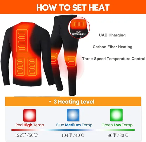 Vista 2 de scosao Conjunto de ropa interior térmica con pantalones térmicos para hombre, capa base de calefacción para invierno, parte superior e inferior