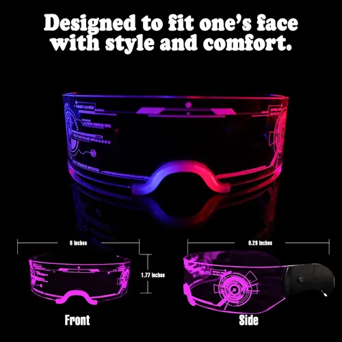 Vista 2 de Lentes de fiesta con luz LED, gafas con visera LED para niños y adultos, gafas luminosas de panal electrónico futurista, 7 colores, 4 modos