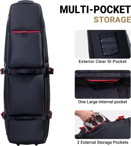 Vista 4 de ASK ECHO LOCKLINK Roller Outdoors Bolsa de viaje de golf de lados suaves con ruedas/negro