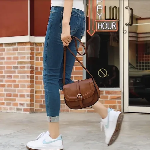 Vista 8 de Bolso cruzado para mujer, bolso de hombro de cuero vintage