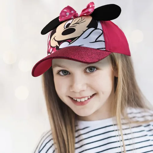 Vista 12 de Disney Gorra de béisbol con purpurina de Minnie Mouse para niña, sombrero de disfraz de Minnie Mouse con orejas 3D (2-7)