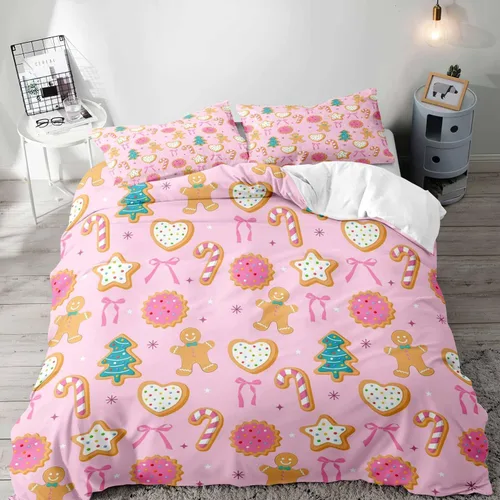 Vista 23 de LUVIVIHOME 2 piezas de funda de edredón de Navidad, juego de ropa de cama individual, ropa de cama rústica de cabaña, colcha de Navidad y Día