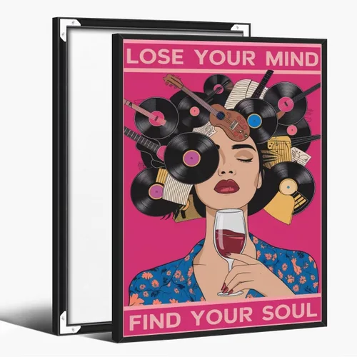 Vista 87 de Lienzo decorativo para pared con texto en inglés "Lose Your Mind Find Your Soul", arte de pared con citas inspiradoras para la salud mental, pintura