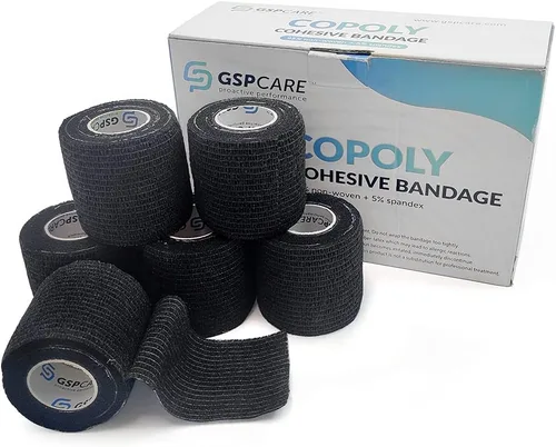 Vista 10 de Vendajes cohesivos autoadherentes, 6 unidades de 2 pulgadas x 5 yardas, cinta médica, rollos no tejidos adhesivos flexibles y transpirables