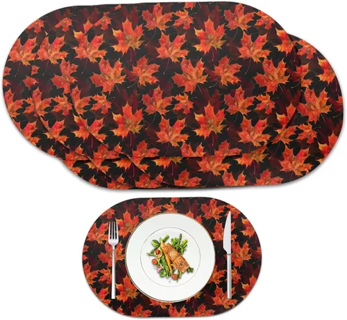 Vista 30 de Buteterfly - Juego de 2 manteles individuales con diseño ovalado, impermeables, lavables, resistentes al calor, decoración del hogar, cocina