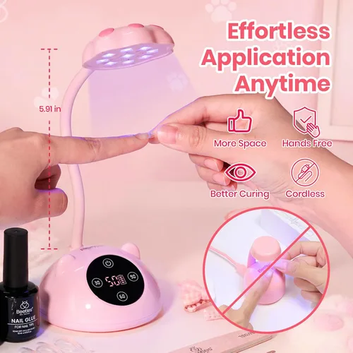Vista 8 de Beetles - Lámpara de uñas con cuello de cisne (36 mW/cm², inalámbrica, UV, 36 mW/cm²) Rechargeable 2000mAh UV Light for Gel Nails Press on Nails