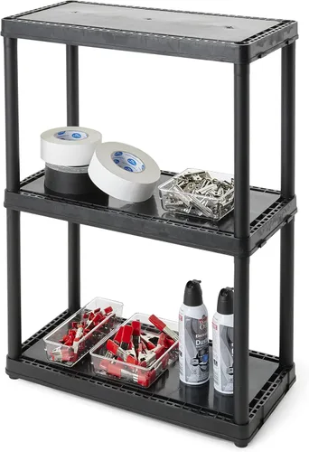 Vista 7 de Gracious Living Sistema de organización de almacenamiento de 3 estantes de altura fija, uso ligero, sólido, de 12 x 24 x 33 pulgadas, para hogar