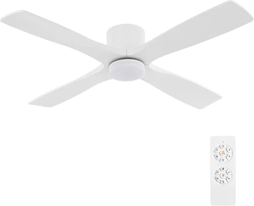 Vista 12 de WINGBO - Ventilador de techo de montaje empotrado de 48 pulgadas con DC, luces y control remoto, 4 aspas talladas reversibles de madera, motor DC