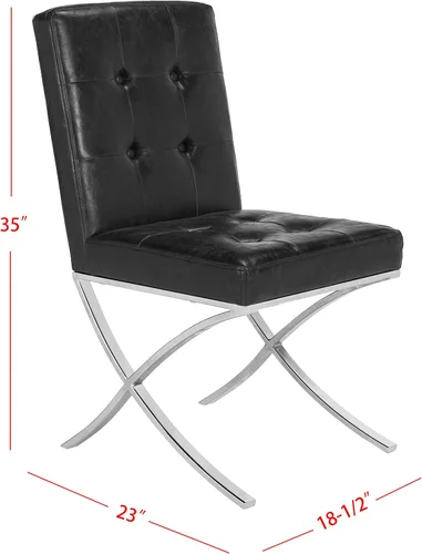 Vista 3 de Safavieh Home Walsh - Silla auxiliar de piel sintética negra y cromada