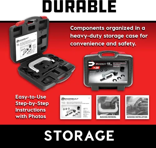 Vista 3 de Powerbuilt Juego de herramientas de servicio de bujes de brazo de control superior para Ford, GM y Chrysler, quitar e instalar bujes de coche, 648604