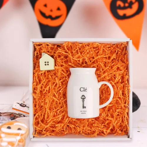 Vista 8 de LOMIMOS Triturador de papel de rafia naranja de Halloween, 8.8 onzas, para envolver regalos del día de Acción de Gracias, manualidades, embalaje
