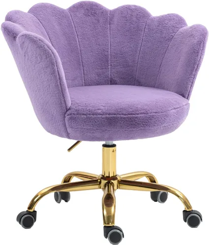 Vista 8 de Cómoda silla de trabajo para oficina en casa con ruedas, bonita y moderna tapizada de terciopelo con respaldo de concha, silla de escritorio Negro