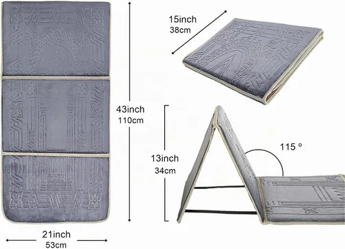 Vista 2 de Alfombra de oración con soporte para la espalda, silla de piso de Gris