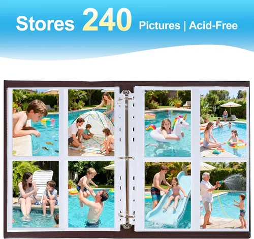 Vista 6 de Paquete de 30 páginas de repuesto para álbumes de fotos de 3.5 x 5 pulgadas para carpeta de 3 anillos, fundas de fotos ultra transparentes