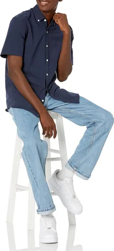 Vista 4 de Camisa Tienda Essentials oxford ajuste regular de manga corta con bolsillo para hombre