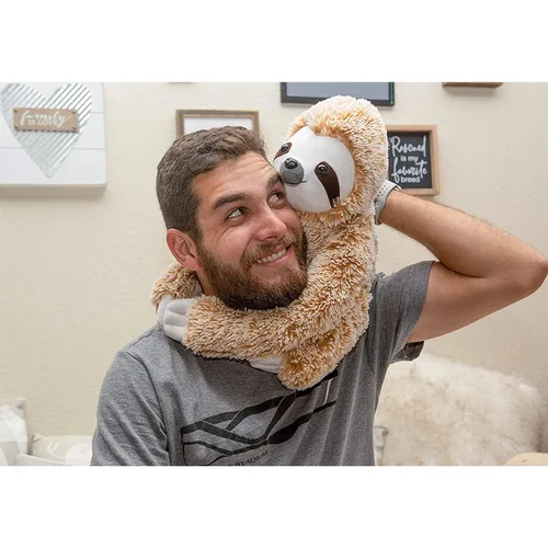 Vista 9 de Animal de peluche realista de perezoso – Piel tierna, abrazable y sedosa, lindo perezoso marrón de tres dedos para regalo de cumpleaños de novia