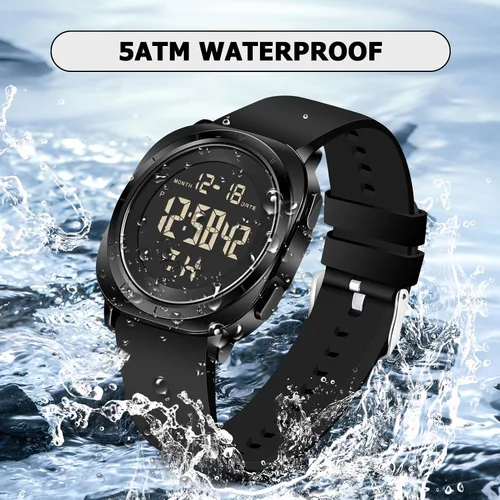 Vista 2 de Mens Gold Digital Waterproof Running Wrist Watch for Men Military Sports Tactical Dive Cheap Men's Wrist Watches Digital Black and Silver