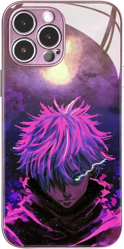 Vista 9 de Nezuko Kamado Anime Rosa Funda de Teléfono - Concha Protectora de Vidrio Templado con Patrón de Personajes de Manga para iPhone 11 Pro