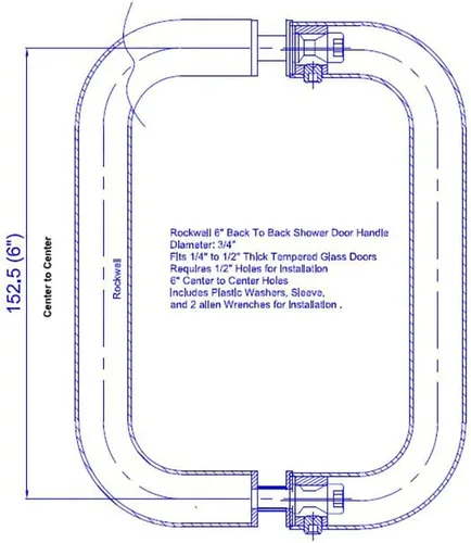 Vista 3 de Rockwell Tirador tubular de seguridad para puerta trasera con puerta trasera, acabado de níquel cepillado de 6 pulgadas, para puertas de ducha