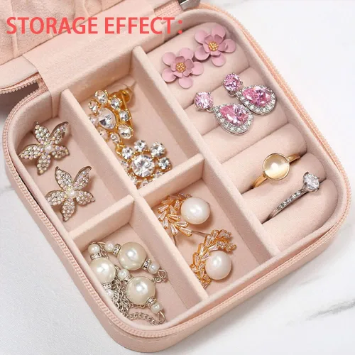 Vista 3 de Semyifu Joyero de viaje personalizado, joyero, organizador de viaje, pequeño joyero para mujer, estuche de viaje para joyas, organizador de aretes