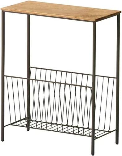 Vista 6 de WFF - Mesa de café portátil para el sofá, mini estante, mesa de café para salón, madera maciza/metal (color: A)