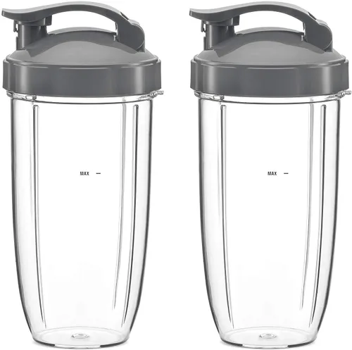 Vista 4 de Blender - Tapa abatible para llevar, compatible con Nutribullet 600 W y 900 W, accesorios y piezas de repuesto (paquete de 2, gris)