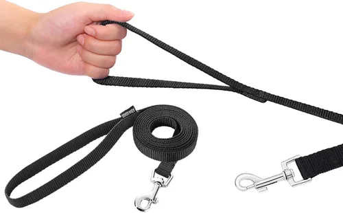 Vista 2 de AMAGOOD 6 pies de correas para cachorros/perros, correa de estilo tradicional resistente con gancho de cuello fácil de usar, correa para perros Negro