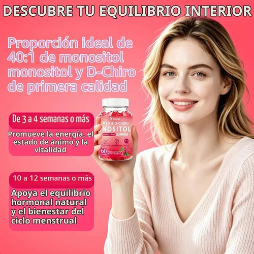 Vista 5 de Myo-Inositol & D-Chiro Inositol Gummies, Raspberry Flavor
